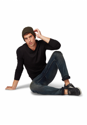 TOM TAILOR Basic V-Neck 2820, Fekete Kötött Pulóver