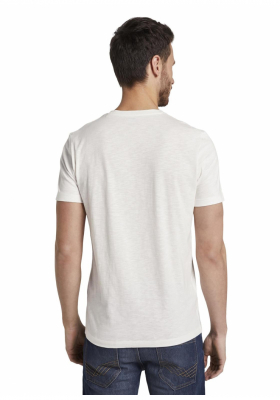 TOM TAILOR Basic T-Shirt w. Print 6155, Törtfehér Rövid Ujjú Póló