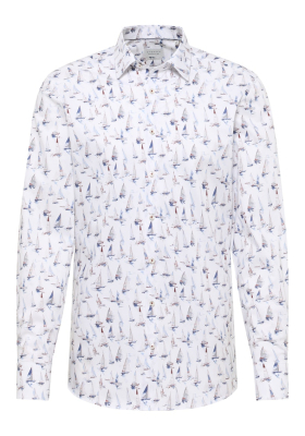 ETERNA Slim Fit 1377, Kék, Mintás Hosszú Ujjú Ing