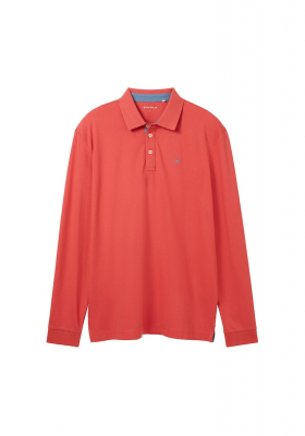 TOM TAILOR 1086, Bogyópiros Hosszú Ujjú Ingpóló