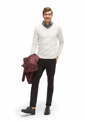 TOM TAILOR Basic V-Neck 2881, Fehér Kötött Pulóver