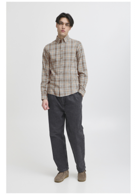 CASUAL FRIDAY Antons 5585, Szürke Barna Kockás Hosszú Ujjú Ing