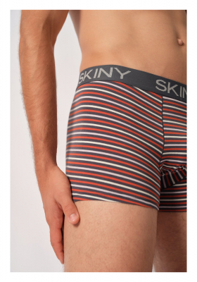 SKINY Cottton Multipack 6487, Szürke-Piros Csíkos Boxernadrág, Dupla Csomag