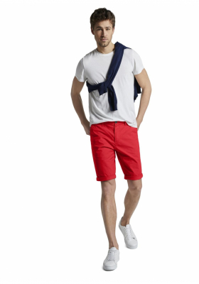 TOM TAILOR Chino Shorts 6331, Piros Chino Rövidnadrág