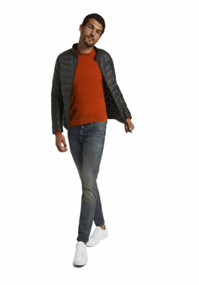 TOM TAILOR Fine Structured Sweater 0319, Narancssárga Kötött Pulóver