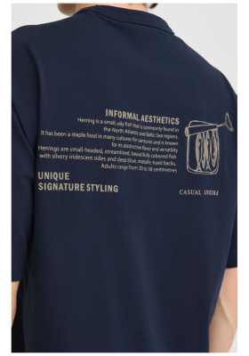 CASUAL FRIDAY Archer 5502, Sötétkék Rövid Ujjú Póló