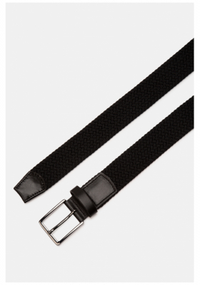 BUGATTI 0198, Fekete Szövött Öv Bőrrel