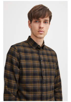 CASUAL FRIDAY Anton 4779, Barna Kockás Hosszú Ujjú Ing