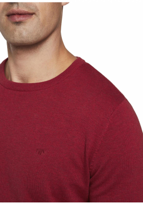 TOM TAILOR Basic O-Neck 2819, Piros Kötött Pulóver