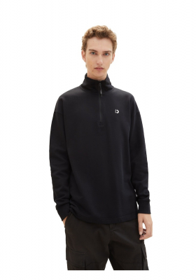 TOM TAILOR DENIM 9485, Fekete Cipzáros Pulóver