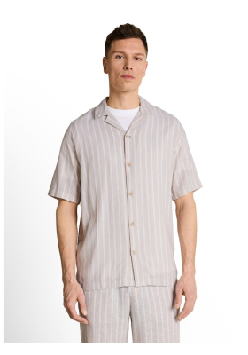 TOM TAILOR DENIM 9646, Világosbarna Csíkos Rövid Ujjú Ing