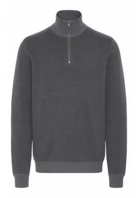 BLEND Baal 0124, Szürke Cipzáros Kötött Pulóver