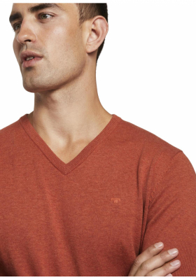 TOM TAILOR Basic V-Neck 2820, Narancssárga Kötött Pulóver