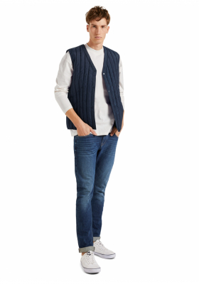 TOM TAILOR DENIM Padded V-neck Vest 3630, Kék Mellény