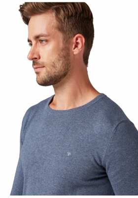 TOM TAILOR Basic O-Neck 2819, Kék Kötött Pulóver