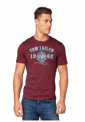 TOM TAILOR Basic 8637, Bordó Rövid Ujjú Póló