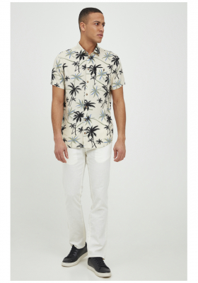 BLEND Palm Tree 2165, Bézs Rövid Ujjú Ing, Slim fit