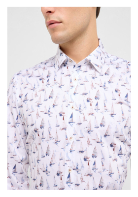 ETERNA Slim Fit 1377, Kék, Mintás Hosszú Ujjú Ing