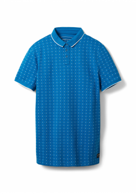 TOM TAILOR DENIM Alloverprint 4053, Kék Rövid Ujjú Ingpóló