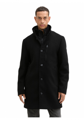 TOM TAILOR 3708, Fekete Szövetkabát