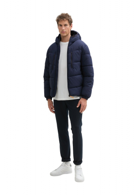 TOM TAILOR DENIM 1775, Sötétkék Bélelt Kapucnis Téli Dzseki