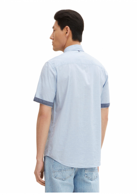 TOM TAILOR Chambray 9811, Kék Rövid Ujjú Ing