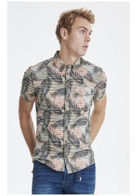 BLEND 0200, Zöld Rövid Ujjú Ing, Slim fit 