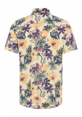 BLEND Hatle 8224, Homokszínű Virágos Rövid Ujjú Ing