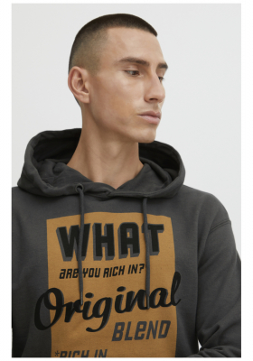 BLEND What 4285, Szürke Kapucnis Pulóver