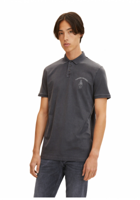 TOM TAILOR DENIM Cross 1485, Szürke Rövid Ujjú Ingpóló, Szürke