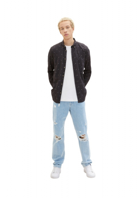 TOM TAILOR DENIM Smiley 4918, Fekete Hosszú Ujjú Ing