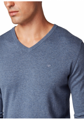 TOM TAILOR Basic V-Neck 2820, Kék Kötött Pulóver