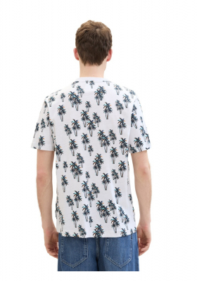 TOM TAILOR 0997, Fehér Pálmafás Rövid Ujjú Póló
