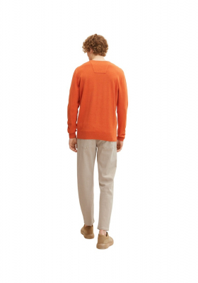 TOM TAILOR 7665, Narancssárga, Kötött V-Nyakú Pulóver