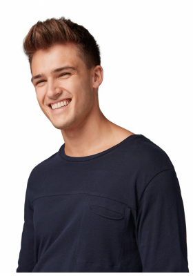 TOM TAILOR DENIM Ls T-Shirt w. Pocket 6578, Kék Hosszú Ujjú Póló