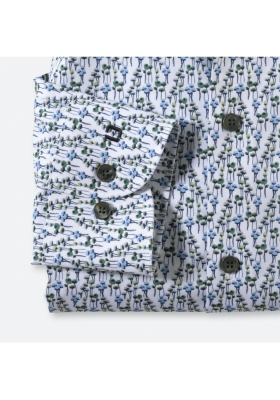 OLYMP Level Five 2079, Zöld Hosszú Ujjú Ing, Body fit, Modern Kent