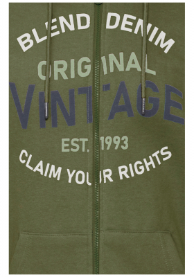 BLEND 5054, Zöld Cipzáras-Kapucnis Pulóver