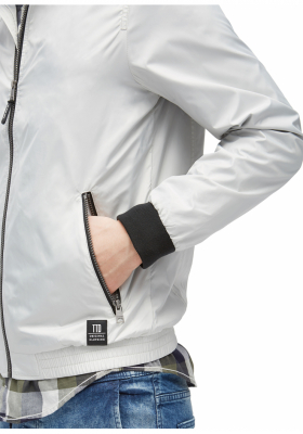 TOM TAILOR DENIM Stand-up Collar 3035, Szürke Átmeneti Dzseki