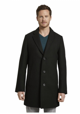 TOM TAILOR Wool 0691, Fekete Szövetkabát