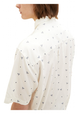 TOM TAILOR DENIM 6246, Fehér, Mintás Rövid Ujjú Ing