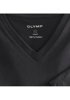 OLYMP T-Shirt 0701, Fekete Rövid Ujjú Póló, Dupla Csomag