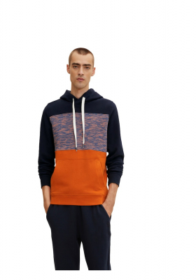 TOM TAILOR 2925 Kék/Narancssárga Kapucnis Pulóver