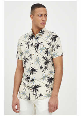 BLEND Palm Tree 2165, Bézs Rövid Ujjú Ing, Slim fit