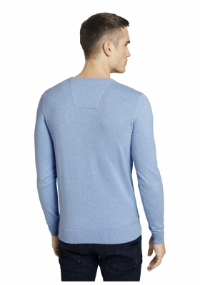TOM TAILOR Basic O-Neck 2819, Kék Kötött Pulóver