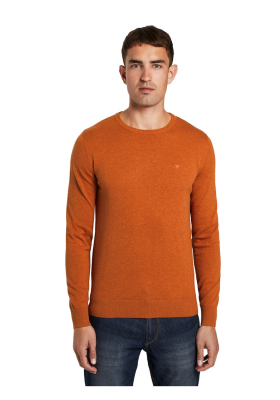 TOM TAILOR Basic O-Neck 2819, Narancs Melanzs Kötött Pulóver 