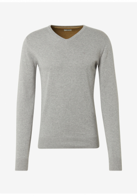TOM TAILOR Basic V-Neck 2820, Szürke Kötött Pulóver