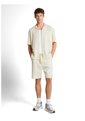 TOM TAILOR DENIM 0367, Törtfehér Strukturált Rövid Ujjú Ing
