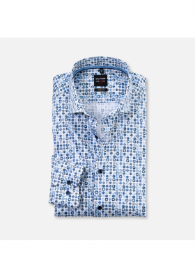 OLYMP Level Five 2100, Kék Hosszú Ujjú Ing, Body fit, Royal Kent