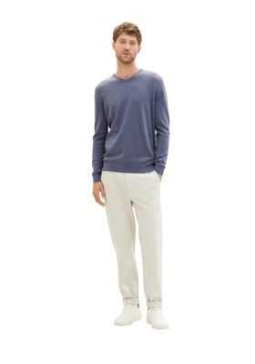 TOM TAILOR 2820, Kék Kötött V-Nyakú Pulóver