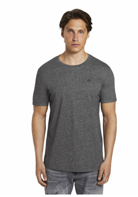 TOM TAILOR DENIM Fine 9909, Fekete Rövid Ujjú Póló